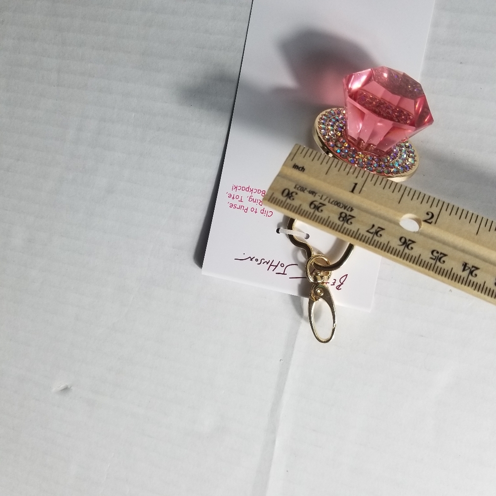 NWT BETSEY JOHNSON PINK BLING RING POP HANDBAG CHARM - Picture 3 of 10